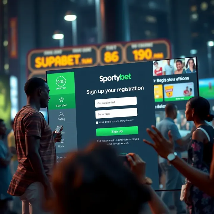 Graphic illustrating engagement with SportyBet's Twitter through comments, likes, and promotional banners