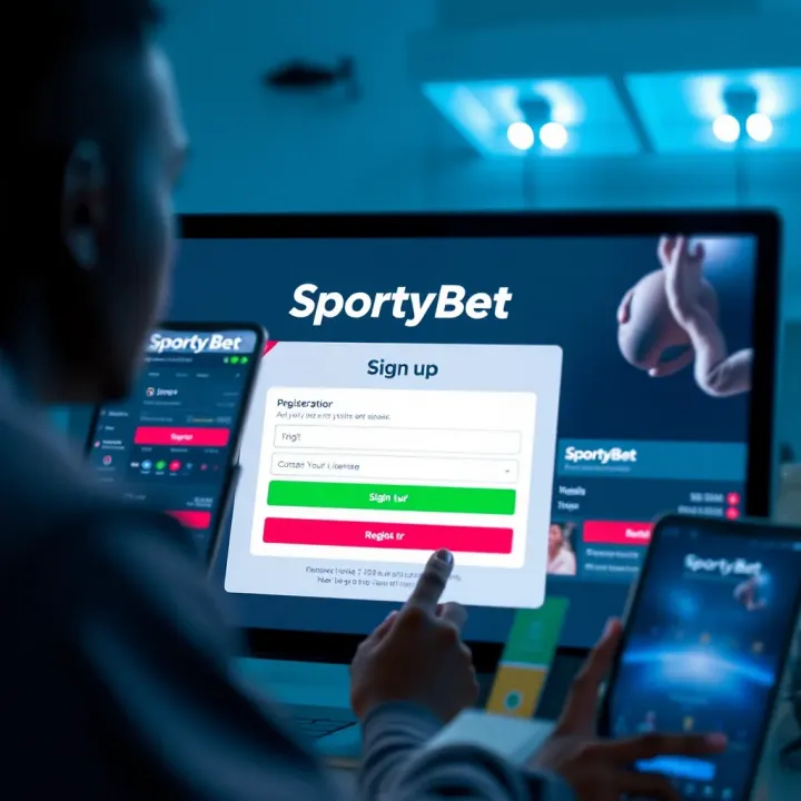 User logging into SportyBet account on mobile phone with Nigerian flag in background