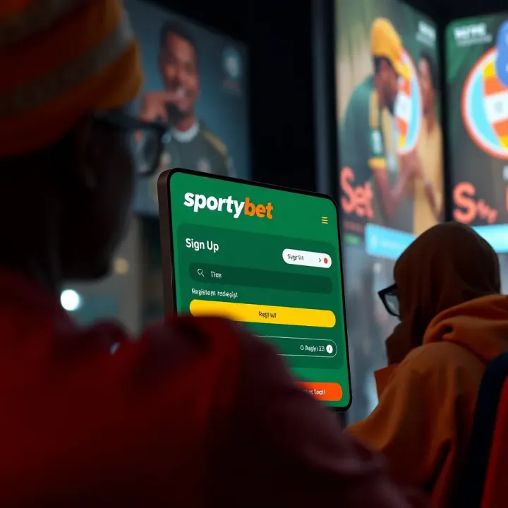Mobile phone displaying Sportybet app with airtime deposit option on screen