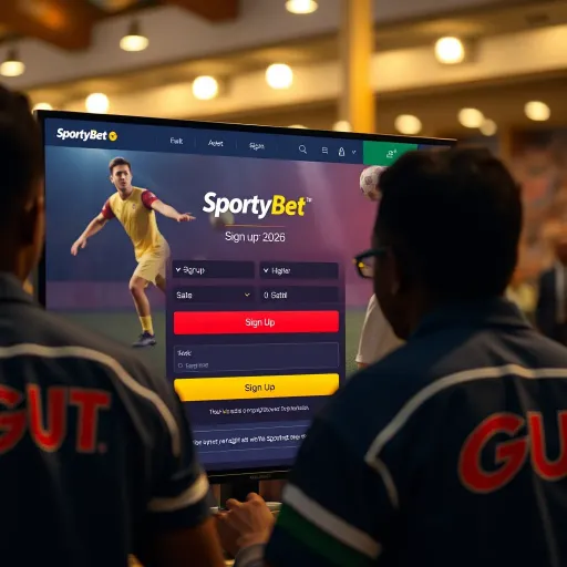 Smartphone displaying the SportyBet app download page on a Nigerian network