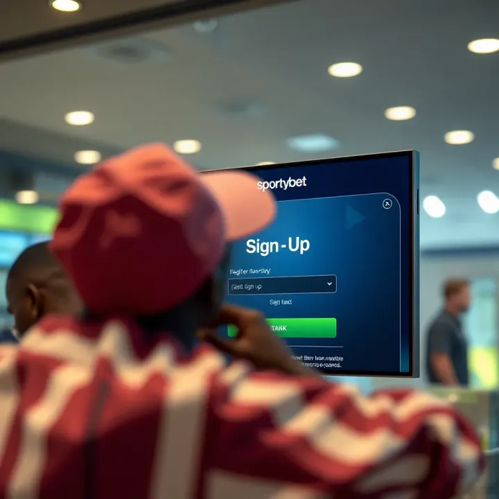Illustration of a Nigerian bettor using a mobile device to place a bet with booking code
