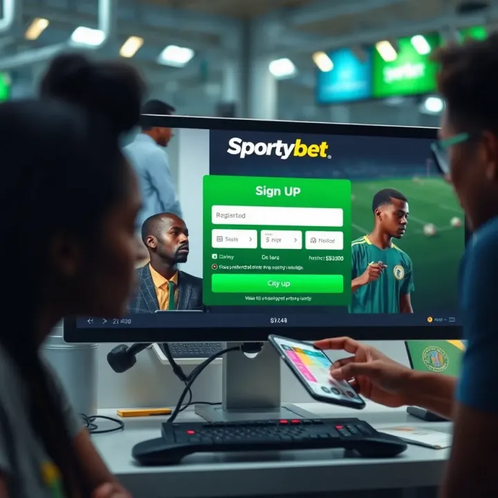 Illustration of a secure online transaction with Nigerian bank and SportyBet platform