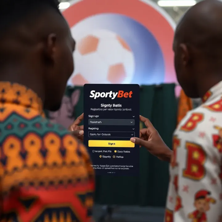 Close-up of hand holding a smartphone displaying SportyBet app with account funding options