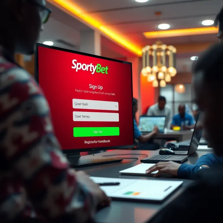 User interface showcasing the SportyBet app dashboard with betting options and live updates visible