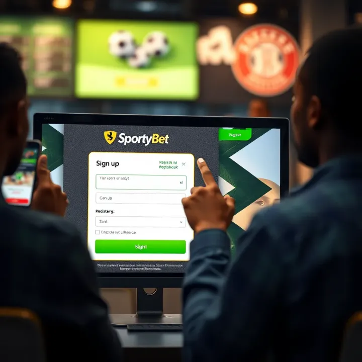 User navigating SportyBet app dashboard showing betting options and account features