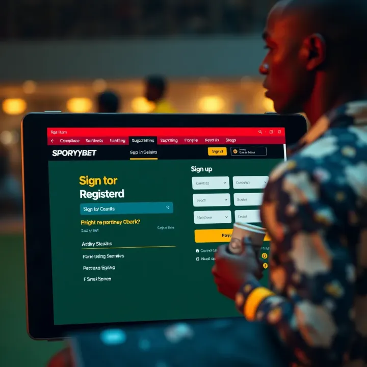 Navigation screen of SportyBet app highlighting betting options and account settings