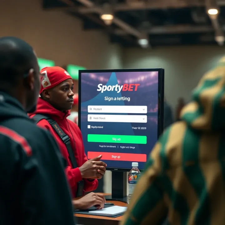 Smartphone displaying SportyBet Casino app interface with various betting options and colorful game icons