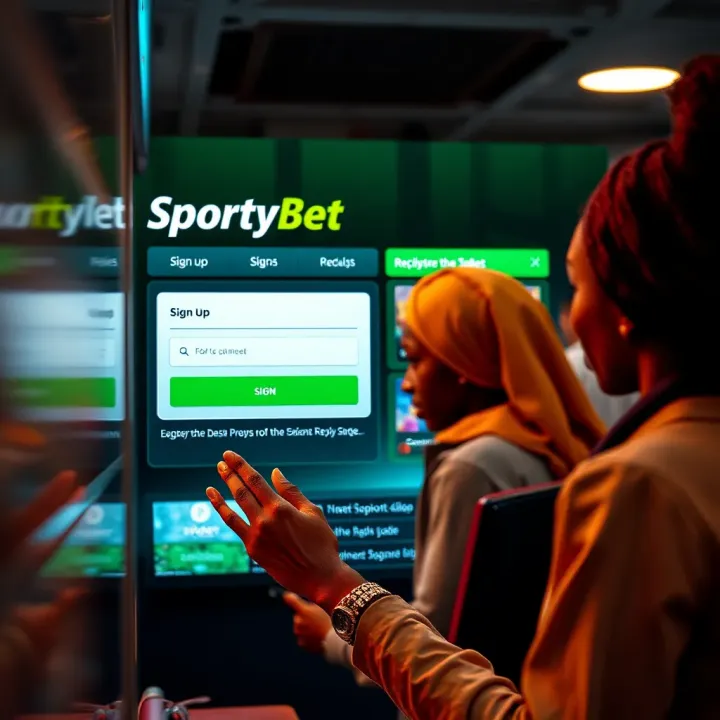 SportyBet Casino Mobile Platform with Betting Options Mobile phone displaying SportyBet Casino interface with betting options