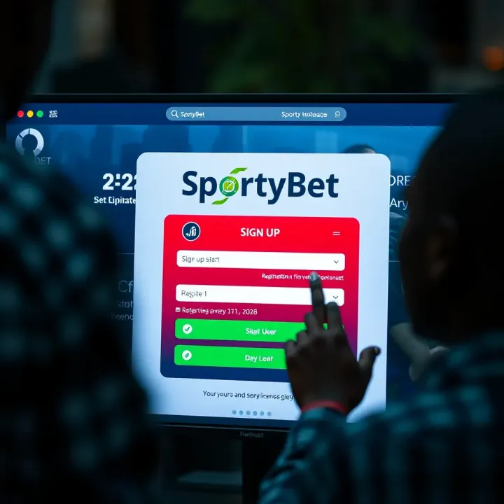 User interface showing SportyBet login screen with input fields for username and password