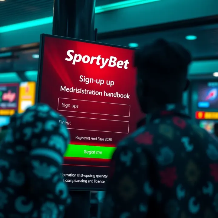 Illustration of a physical SportyBet bet shop with customers placing bets