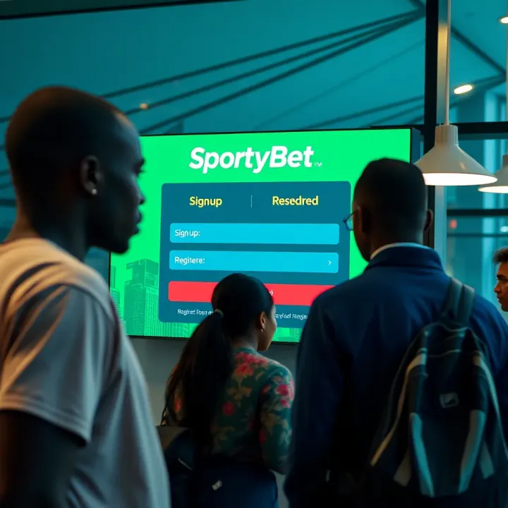 SportyBet logo displayed on a smartphone screen with Nigerian flag background